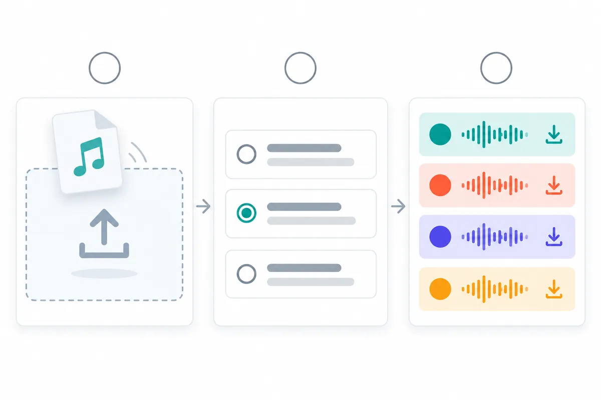 How to use Demucs Online How to use Demucs Online: upload a song, choose a Demucs AI model, download the stems